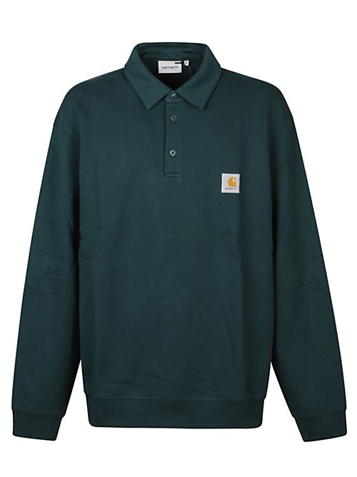 Polo verde di CARHARTT WIP caratterizzata da toppa con logo, colletto a camicia, bottoni e maniche lunghe. CARHARTT WIP | I03553205AXX
